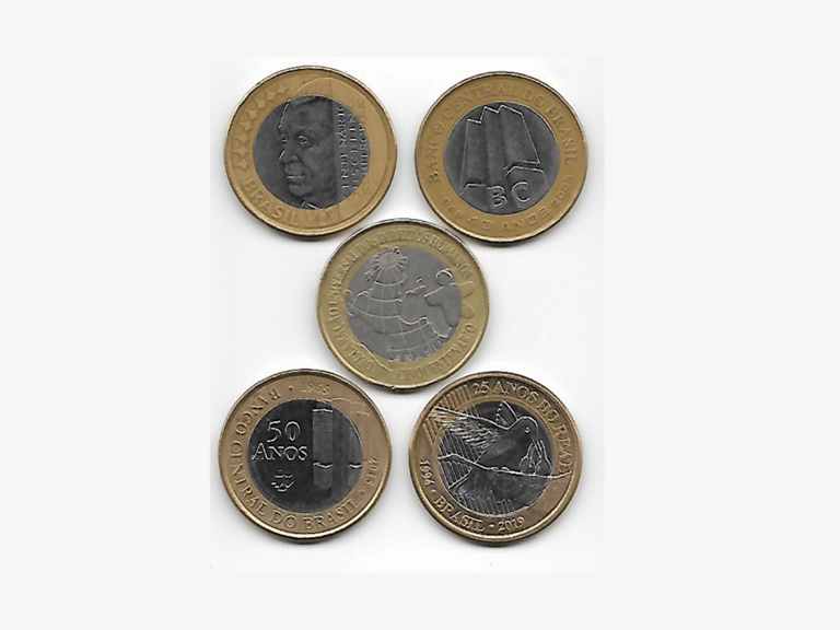5 moedas comemorativas 1 real