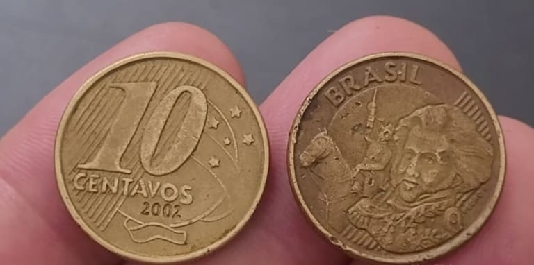 moeda de 10 centavos por até R$250