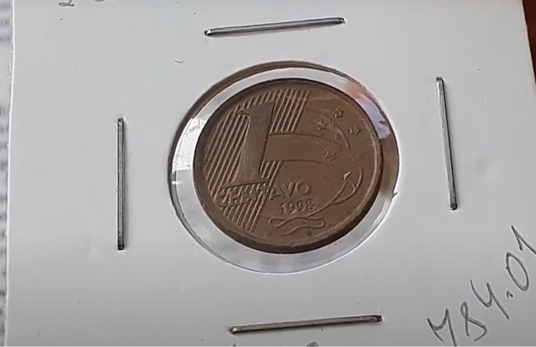 Moeda 1 centavos 1998 com rastro nas estrelas