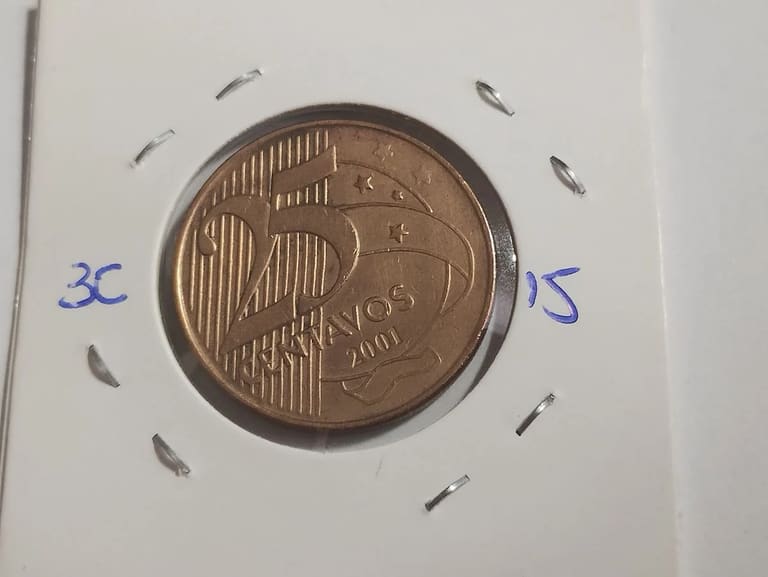 Moeda 25 centavos com erro de cunhagem Moeda 25 centavos com erro de cunhagem