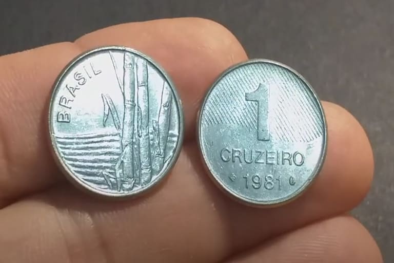 Moeda de 1 cruzeiro cana de açúcar Moeda de 1 cruzeiro cana de açúcar
