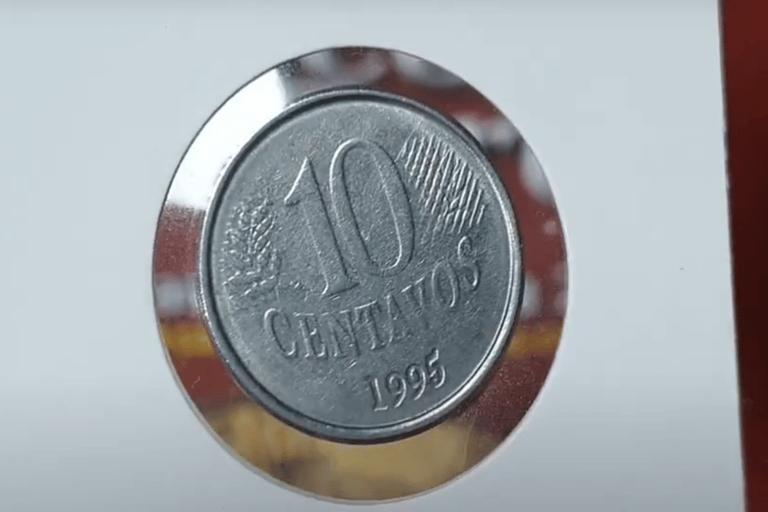 Moeda 10 centavos 1995 com erro
