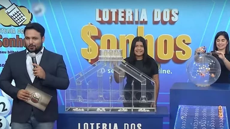 Sorteio da Loteria dos Sonhos Sorteio da Loteria dos Sonhos com apresentador e participantes