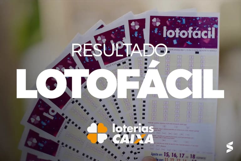 Cartões da Lotofácil com resultados de sorteio de concurso, mostrando várias apostas e números