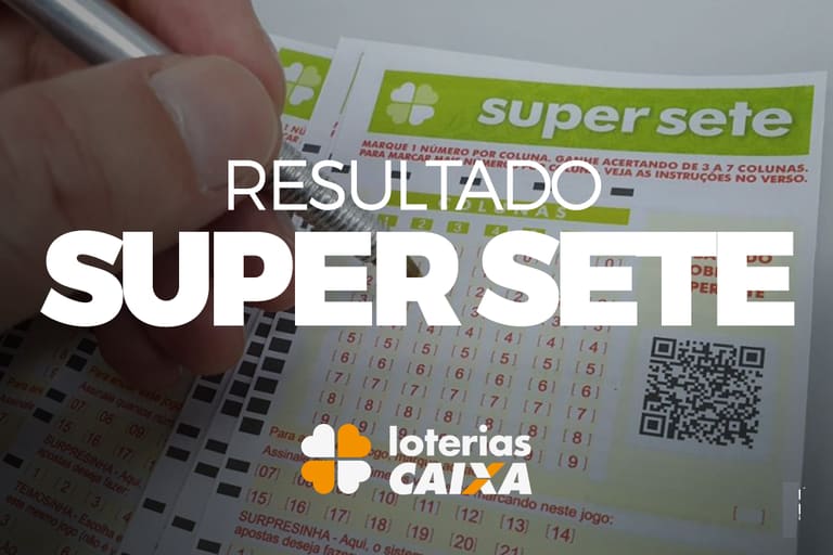 Bilhetes do Super Sete com destaque para resultado da loteria da Caixa