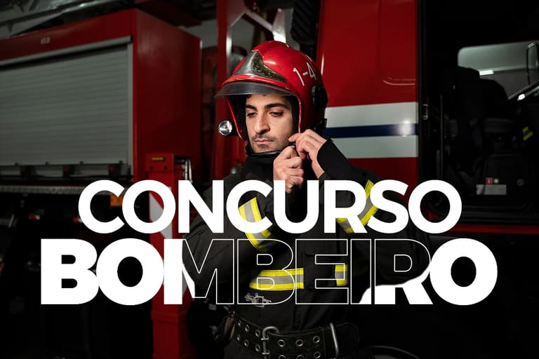 Bombeiro se preparando para o serviço durante concurso público.