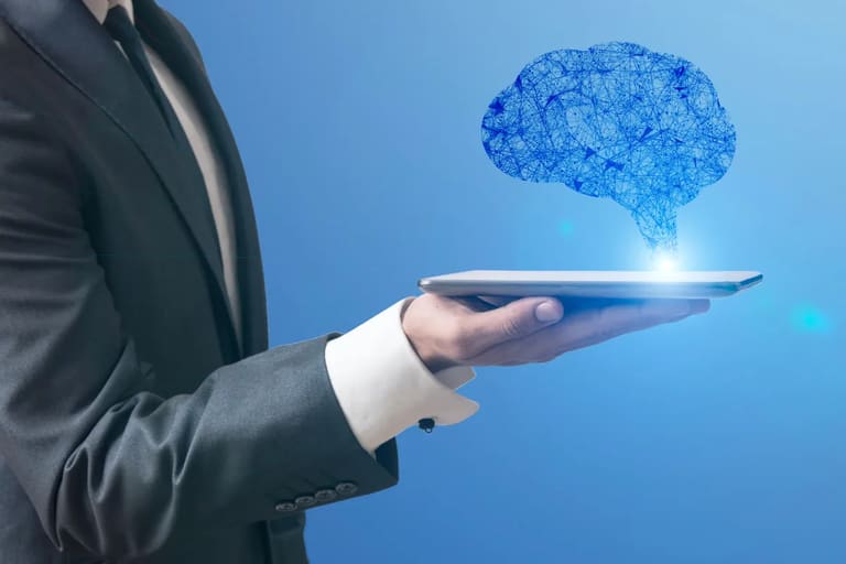 Representação de inteligência artificial em um tablet.