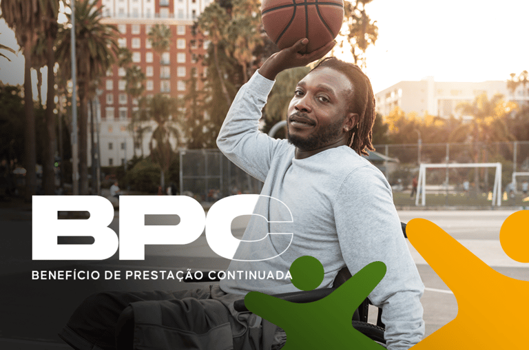 Calendário BPC Agosto 2025: Pagamentos e Elegibilidade. Calendário BPC agosto 2025 com homem jogando basquete e texto "Benefício de Prestação Continuada".