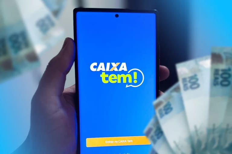 Tela inicial do aplicativo Caixa Tem mostrando opções para receber pagamentos e movimentar dinheiro.