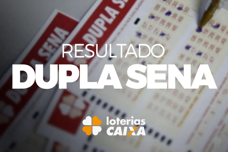 Cartela de aposta da Dupla Sena com resultado destacado e logo da Loterias Caixa