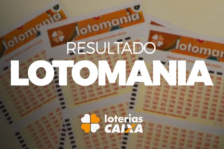 Cartelas de aposta da Lotomania com logo das Loterias Caixa em destaque