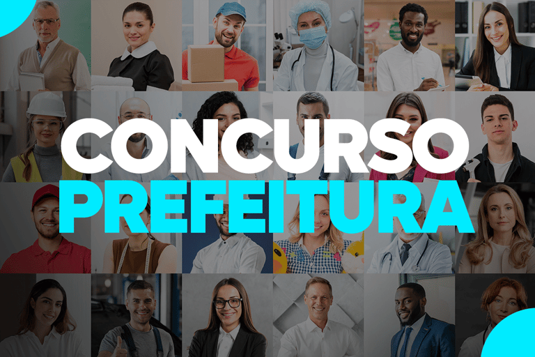 Concursos da Prefeitura de Jundiaí SP Imagem de profissionais de diferentes áreas com o texto Concurso Prefeitura em destaque