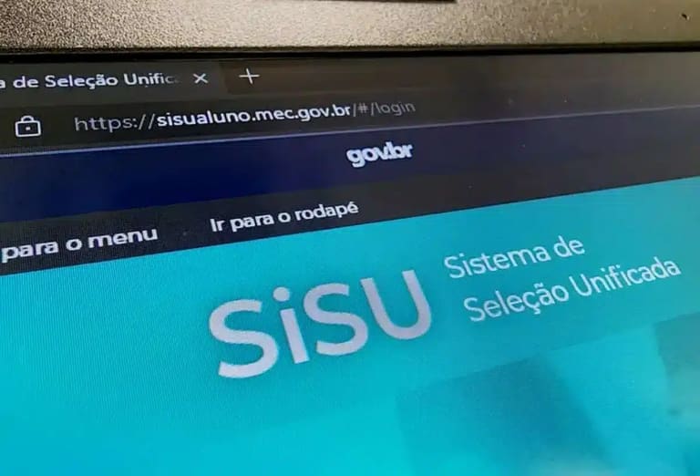 Página de login do Sisu 2026, mostrando o site oficial com o logo do Sistema de Seleção Unificada.