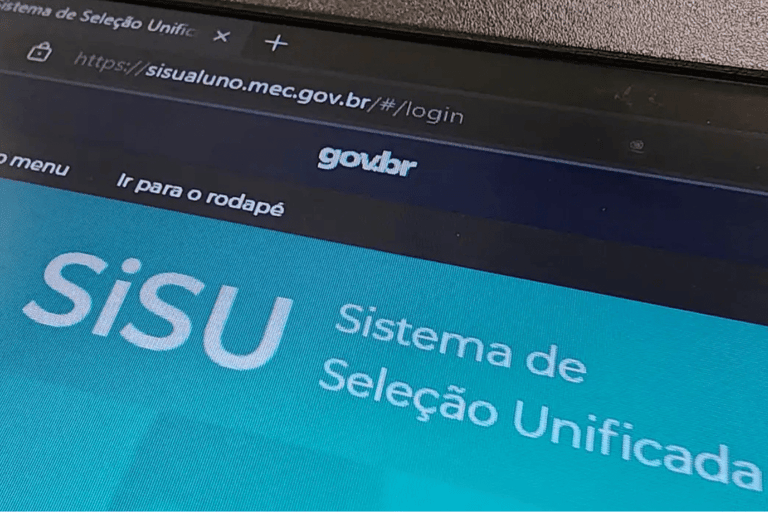 Tela de login do Sistema de Seleção Unificada SisU no site oficial do MEC
