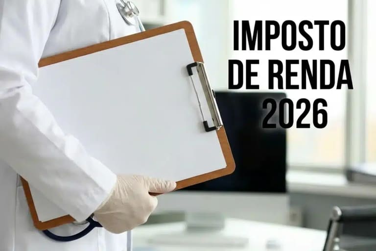 Médico com prancheta representando a declaração de reembolsos retroativos de plano de saúde no Imposto de Renda