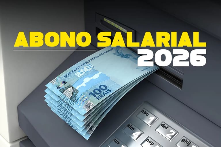 Notas de cem reais saindo de caixa eletrônico com destaque para abono salarial 2025 e mudanças previstas nas regras do benefício.